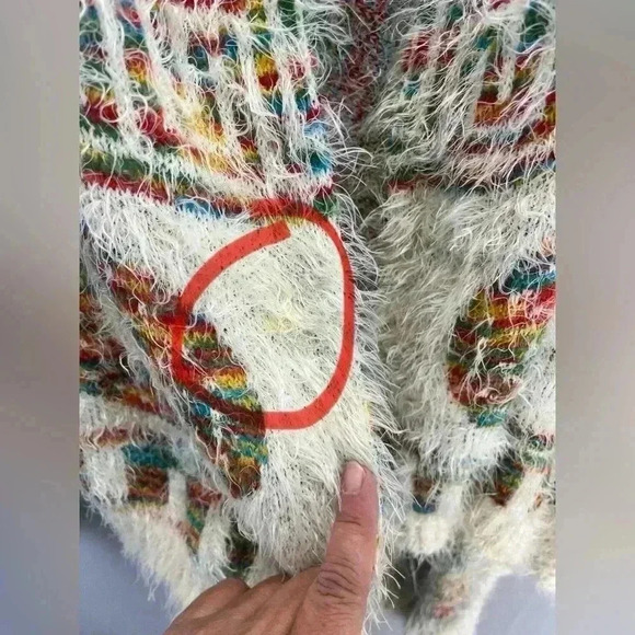 Wishlist oversized eyelash cardigan open front southwest Aztec native American - Picture 7 of 7
